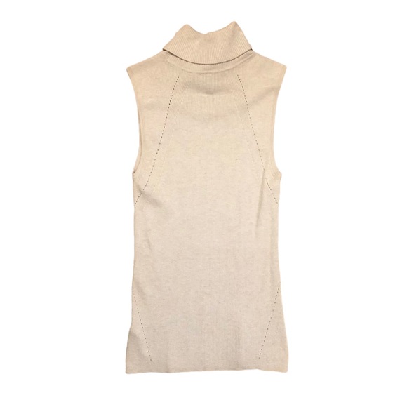 White House Black Market oatmeal sleeveless turtleneck, medium - Picture 4 of 6